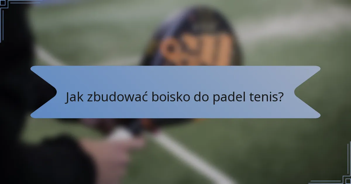 Jak zbudować boisko do padel tenis?
