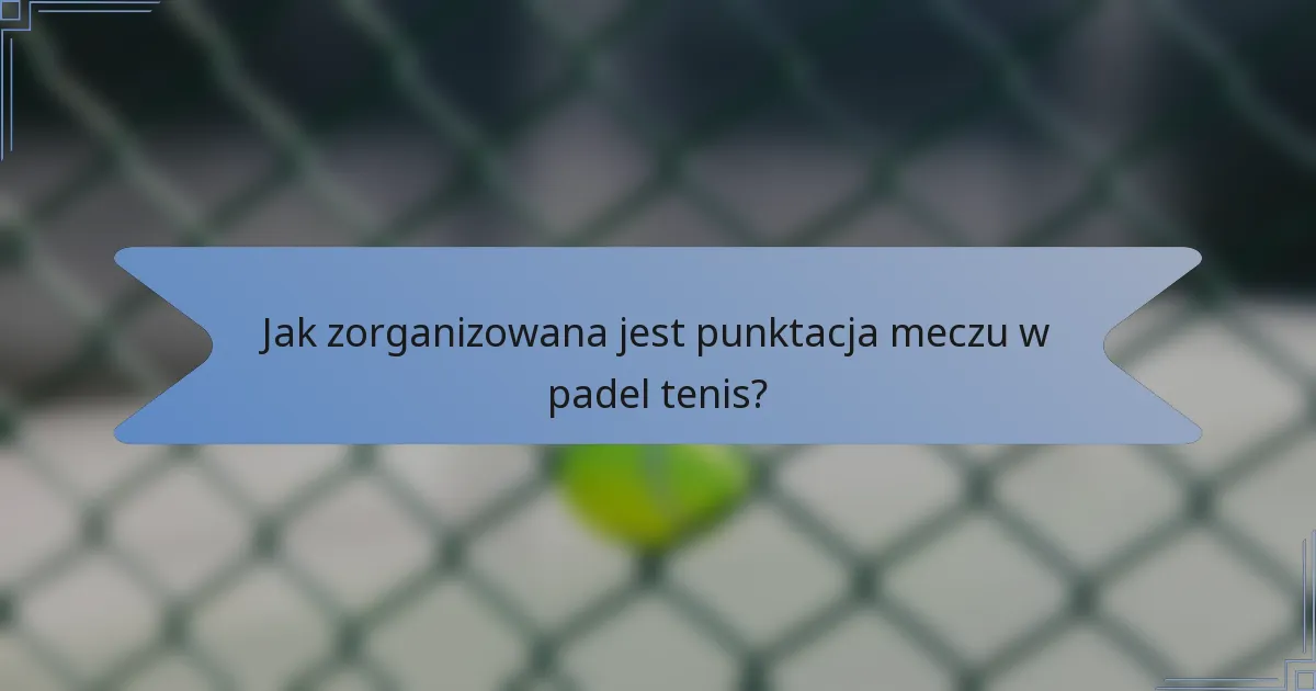 Jak zorganizowana jest punktacja meczu w padel tenis?