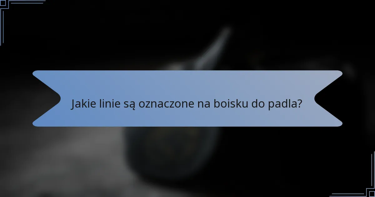 Jakie linie są oznaczone na boisku do padla?